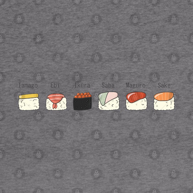 Different types of Sushi Illustration by MariOyama